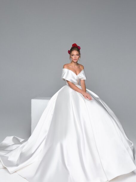 Elegant Light Sky Ball Gown with Fancy Sleeves and Handcrafted Gotta Work
