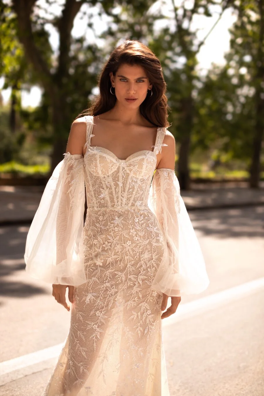 chinese dress ladies Fitted Lace Wedding Gown by Andrea & Leo Couture WL053 Off White / 8 main image 1