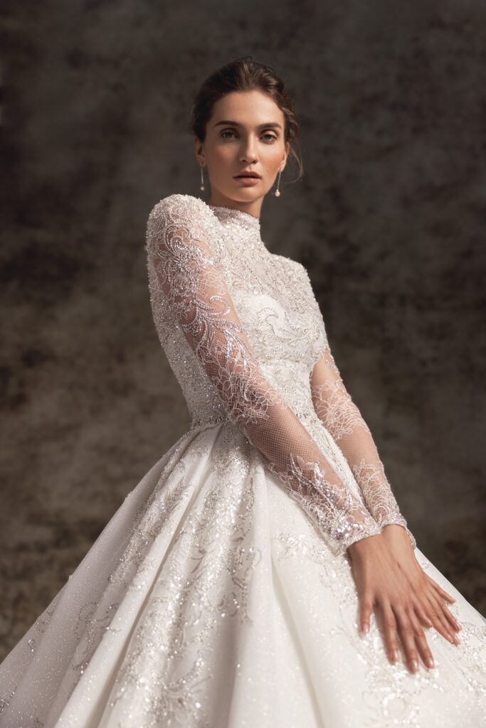 Illusion sleeves wedding dress «briana» with detachable bolero