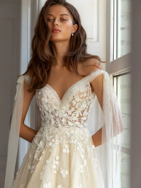 Low back wedding dress «Splendid» with belt | WONA