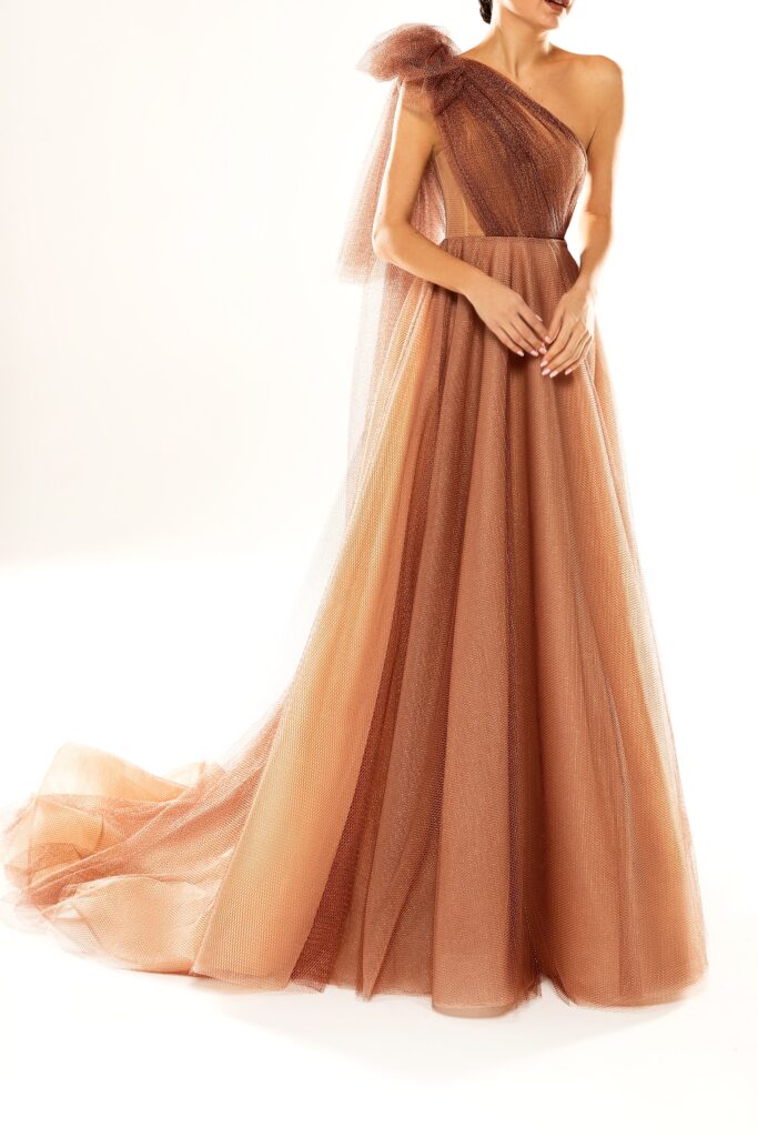 Floor length evening dress «21122» with bow | WONA