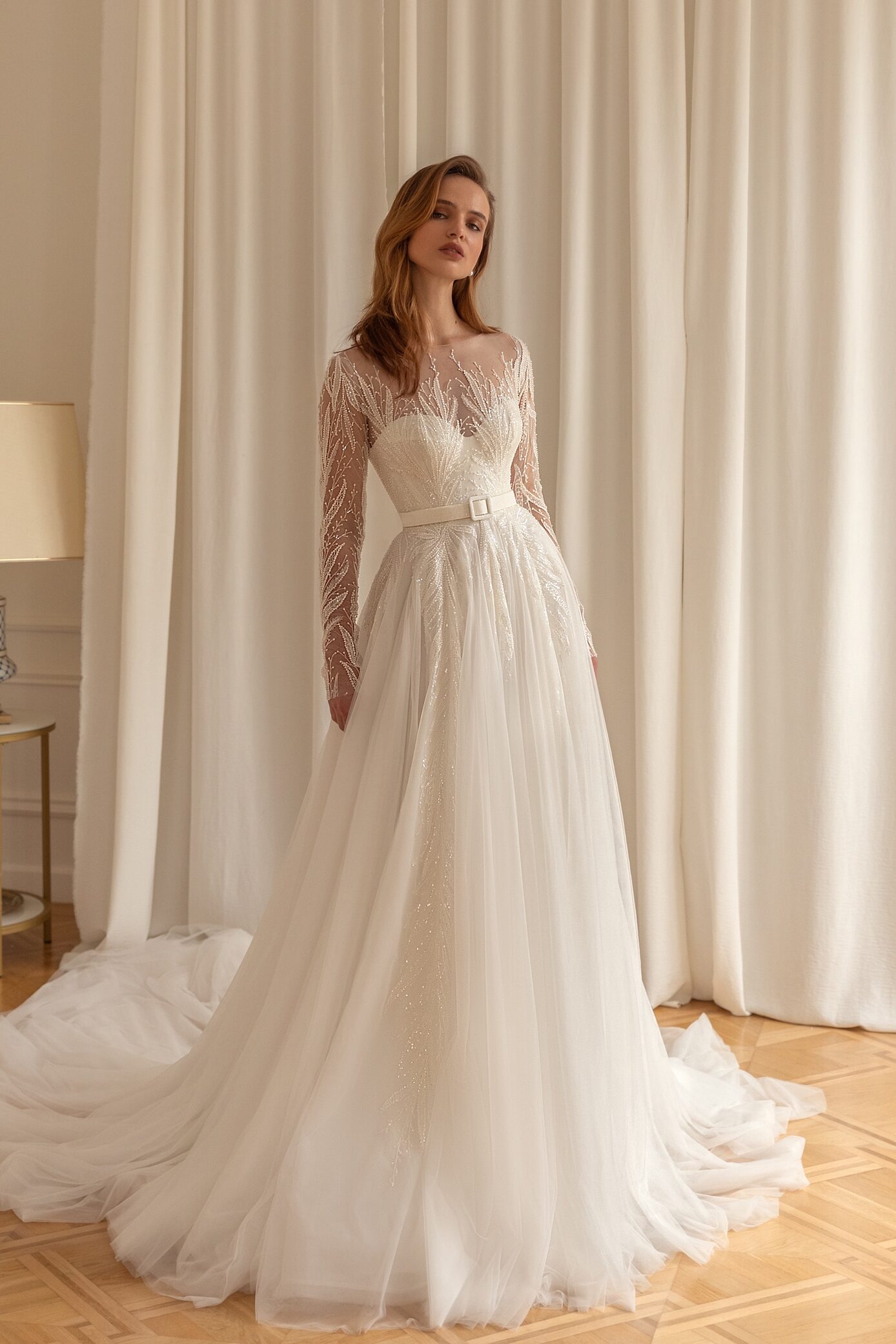 Long sleeves wedding dress «sabrina» with belt