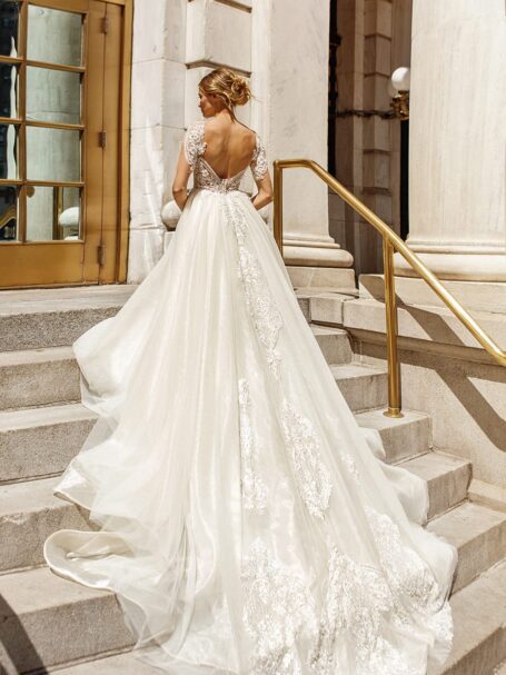 ワンピース BAU by Bride And You AVA Twisted ribbon detailed Hline long ☆BAU by Bride And You☆Twisted Ribbon H-Line Long Dress_黄